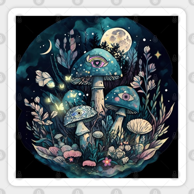 Cottagecore Mushroom Botanical Garden Magnet by Hypnotic Highs